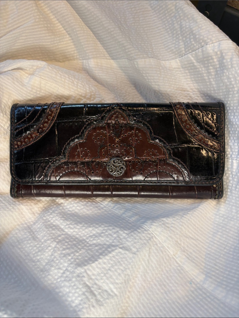 Brighton  Dark Brown Embossed Leather Wallet - Stylish Clutch Wallet